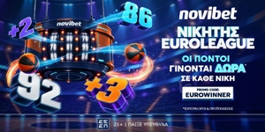 🏀Προσφορά* χωρίς κατάθεση για τη EUROWINNER από τη Novibet
